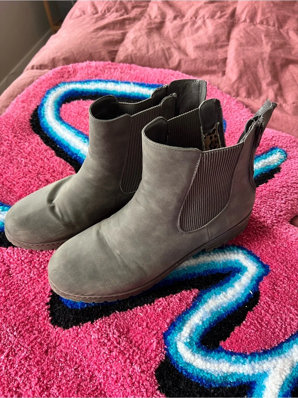 Maurices Gray Chelsea Booties with Lug Sole